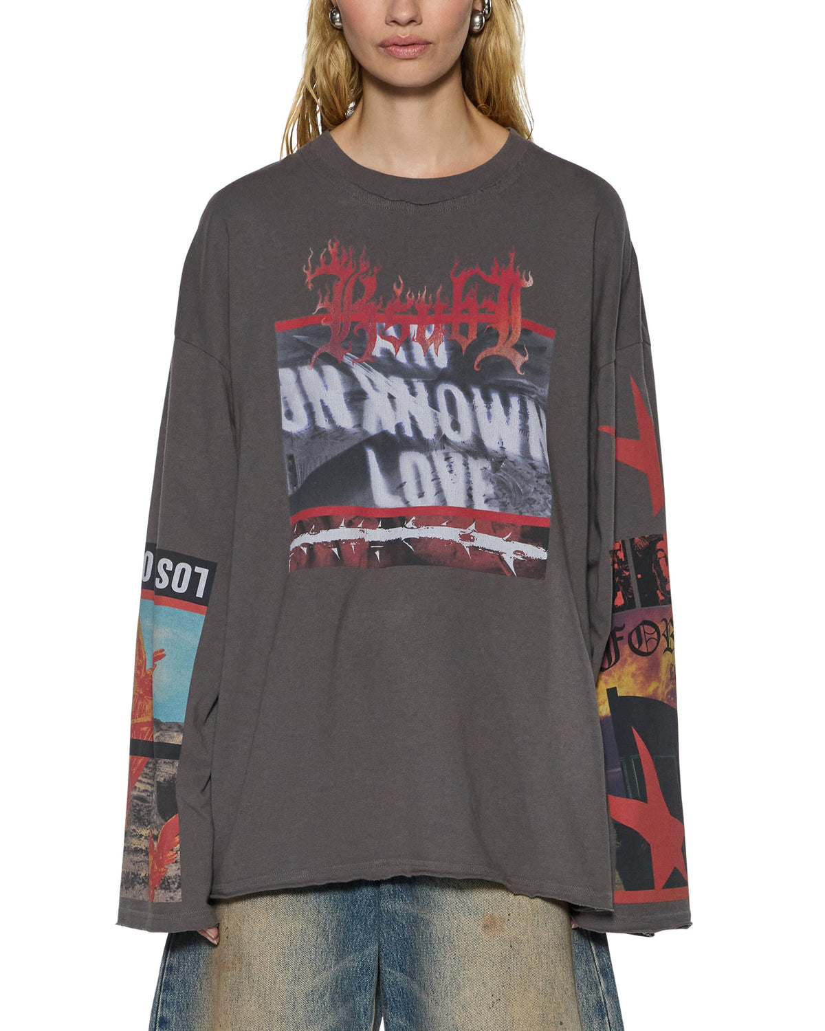 WOMENS ALTAR LS BOYFRIEND TEE CHARCOAL TEES