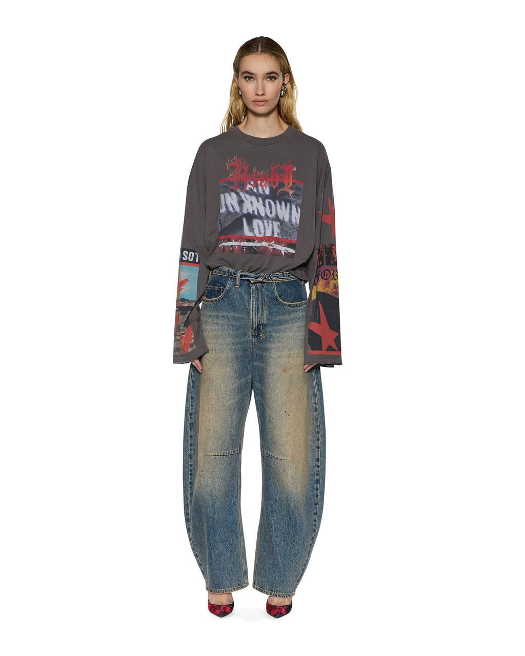 WOMENS ALTAR LS BOYFRIEND TEE CHARCOAL TEES