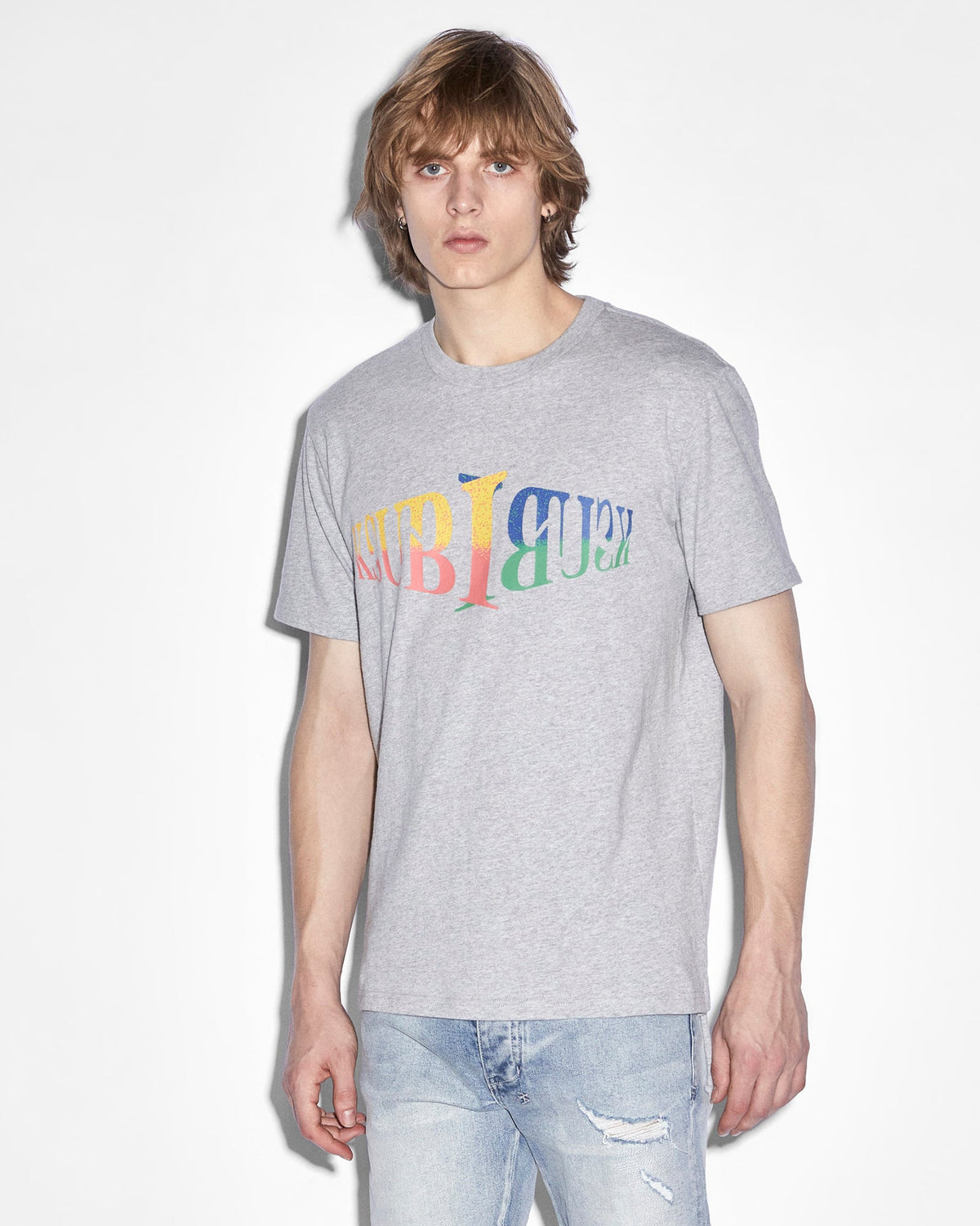 Mens Crossroads Kash Ss Tee Grey Marle Regular Tees - Grey