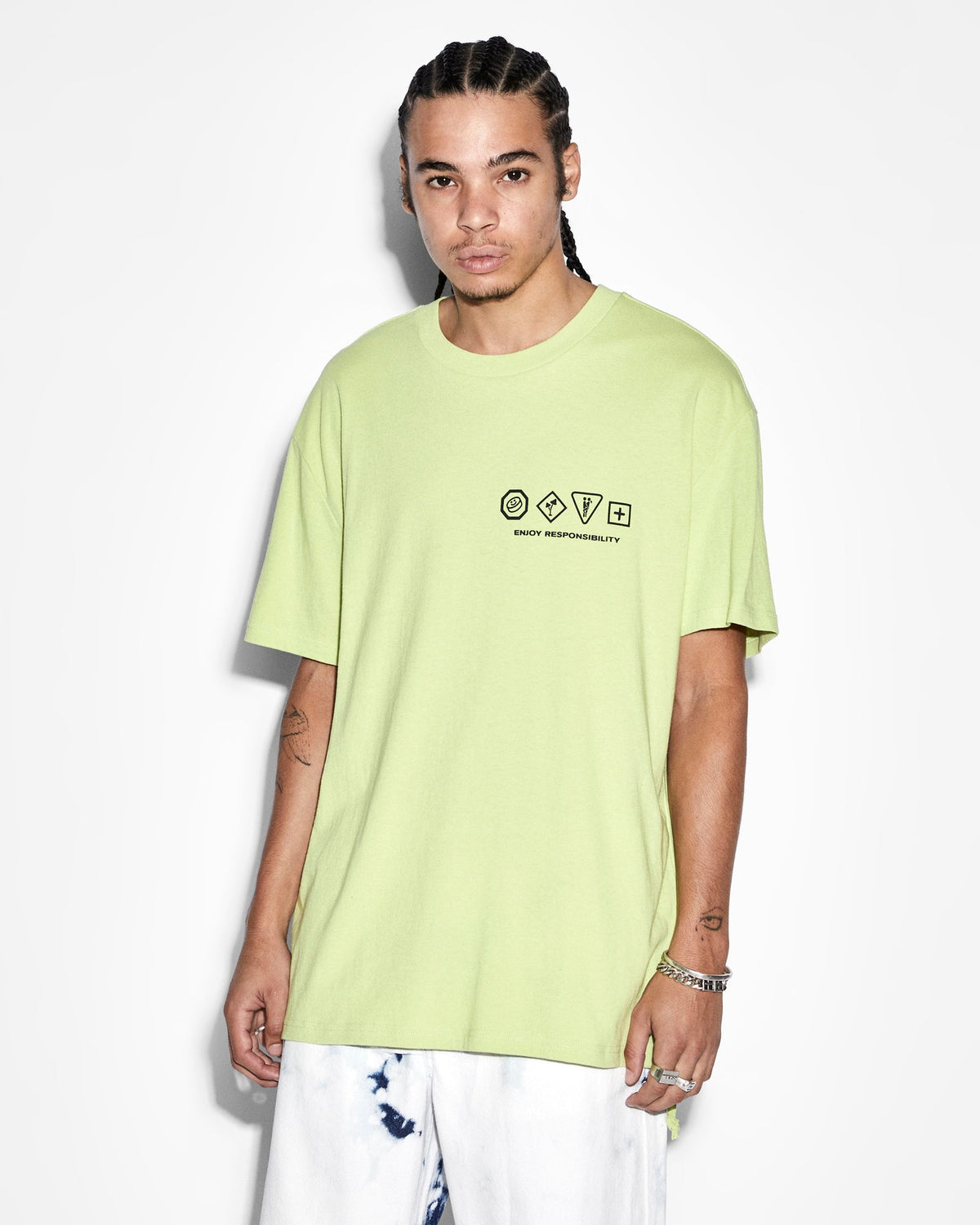 Mens Enjoy Biggie Ss Tee Daylite Oversized Tees - Green