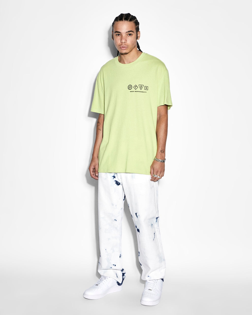 Mens Enjoy Biggie Ss Tee Daylite Oversized Tees - Green
