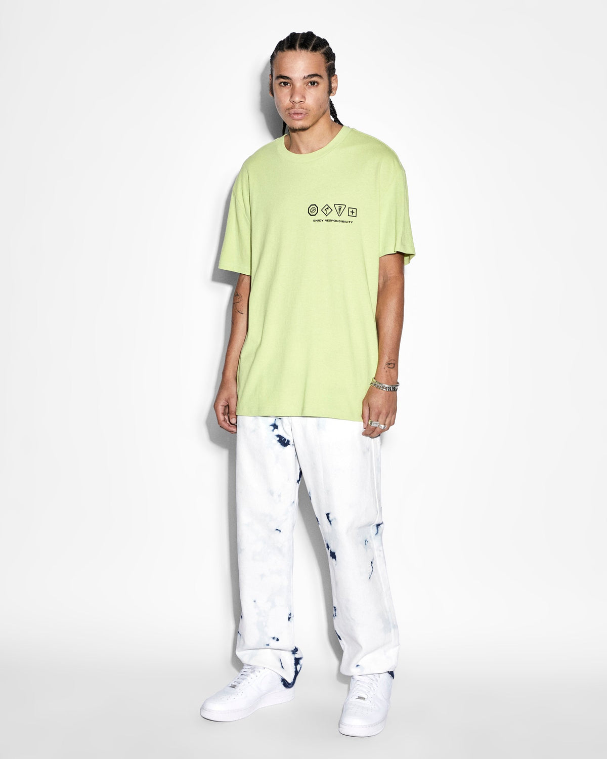 Mens Enjoy Biggie Ss Tee Daylite Oversized Tees - Green