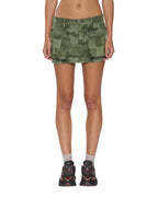 Womens Micro Mini Cargo Skirt Hash Camo Straight Skirts - Green
