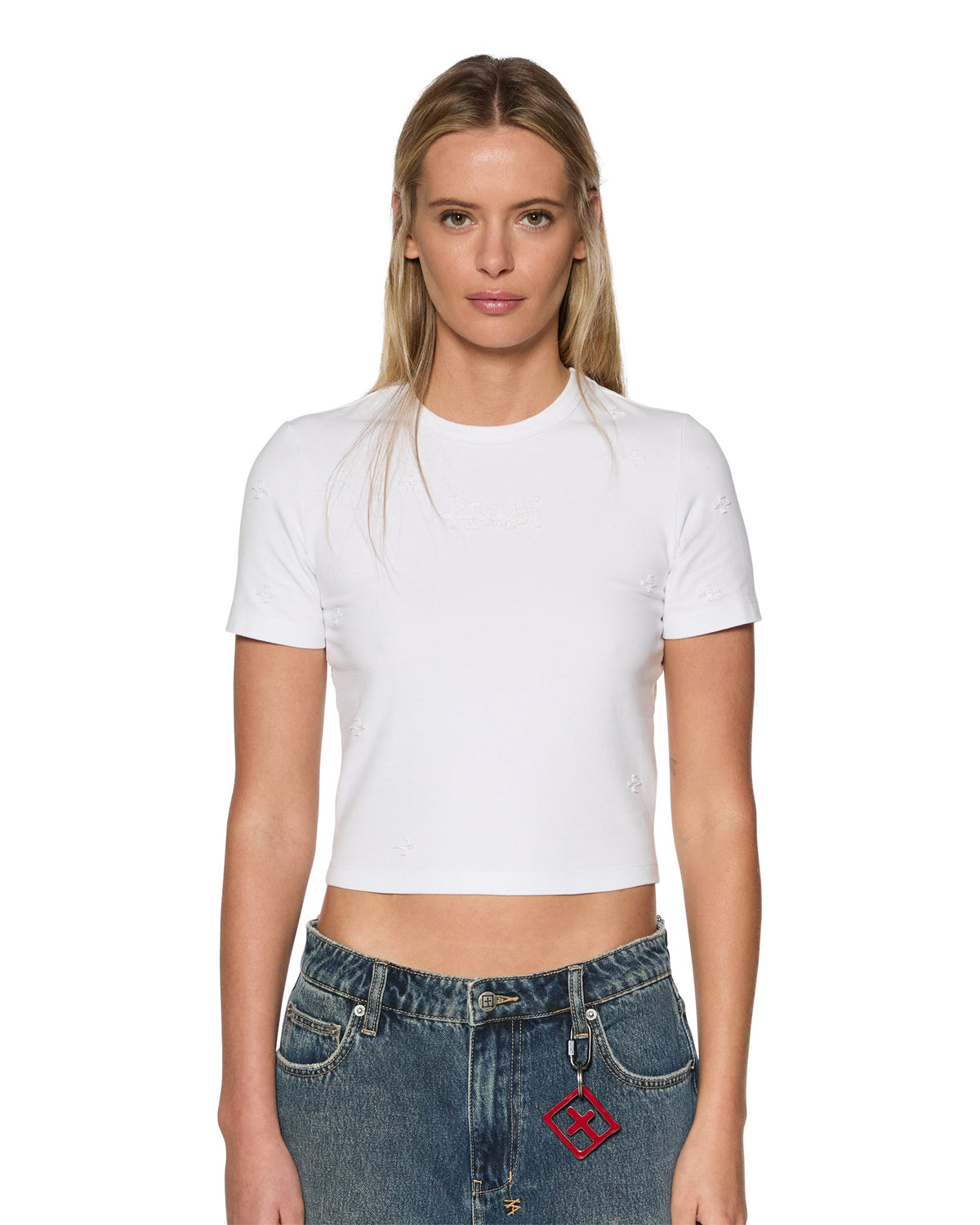 Womens 1999 Plus Baby Tee White Fitted Tees - White