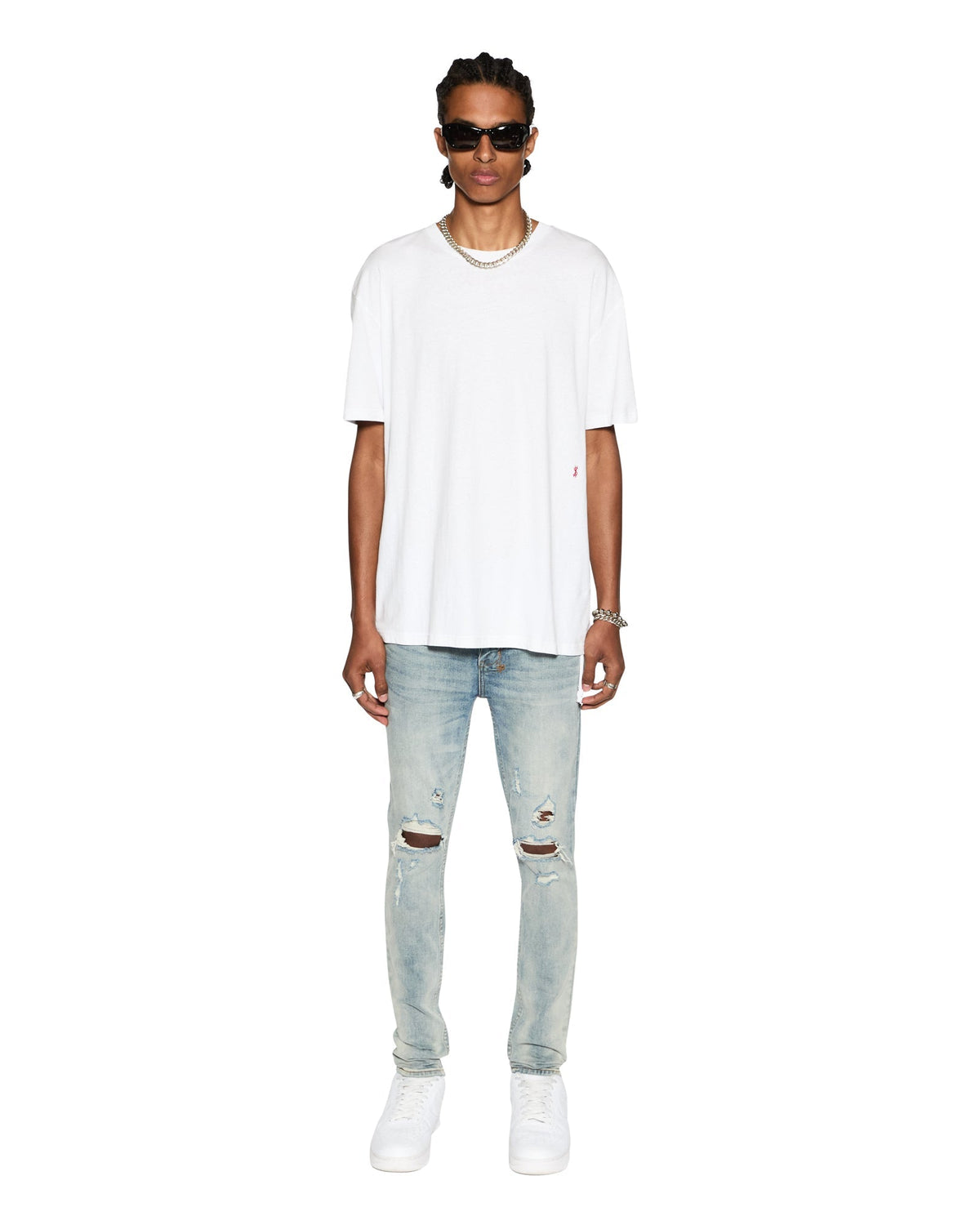 MENS 4X4 BIGGIE SS TEE WHITE/RED TEES
