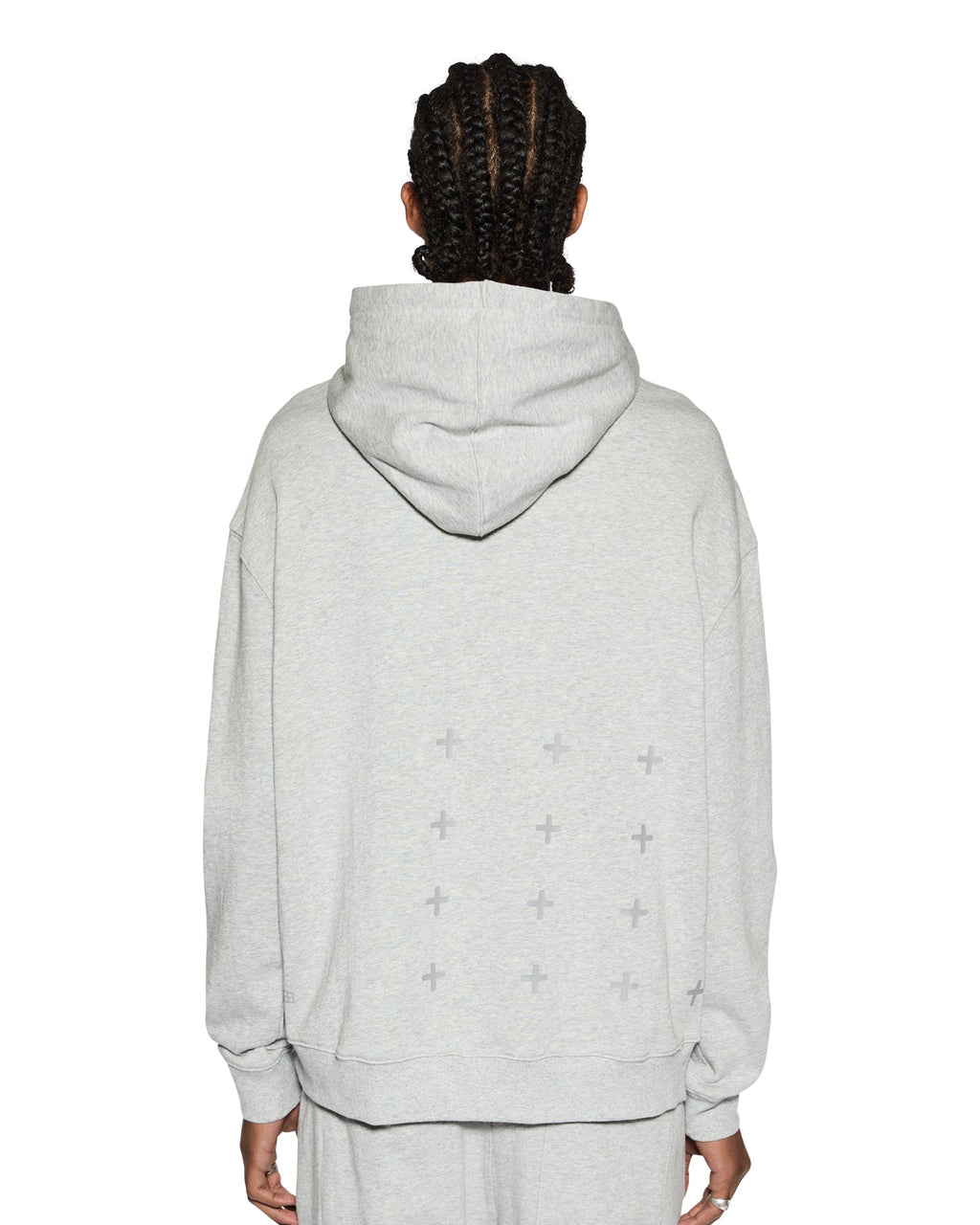 MENS 4 X 4 BIGGIE HOODIE GREY MARLE FLEECE