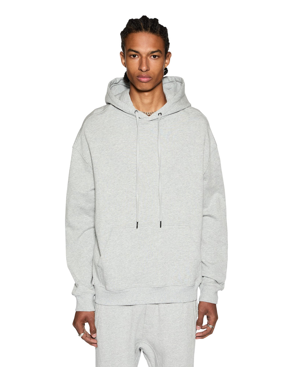 MENS 4 X 4 BIGGIE HOODIE GREY MARLE FLEECE
