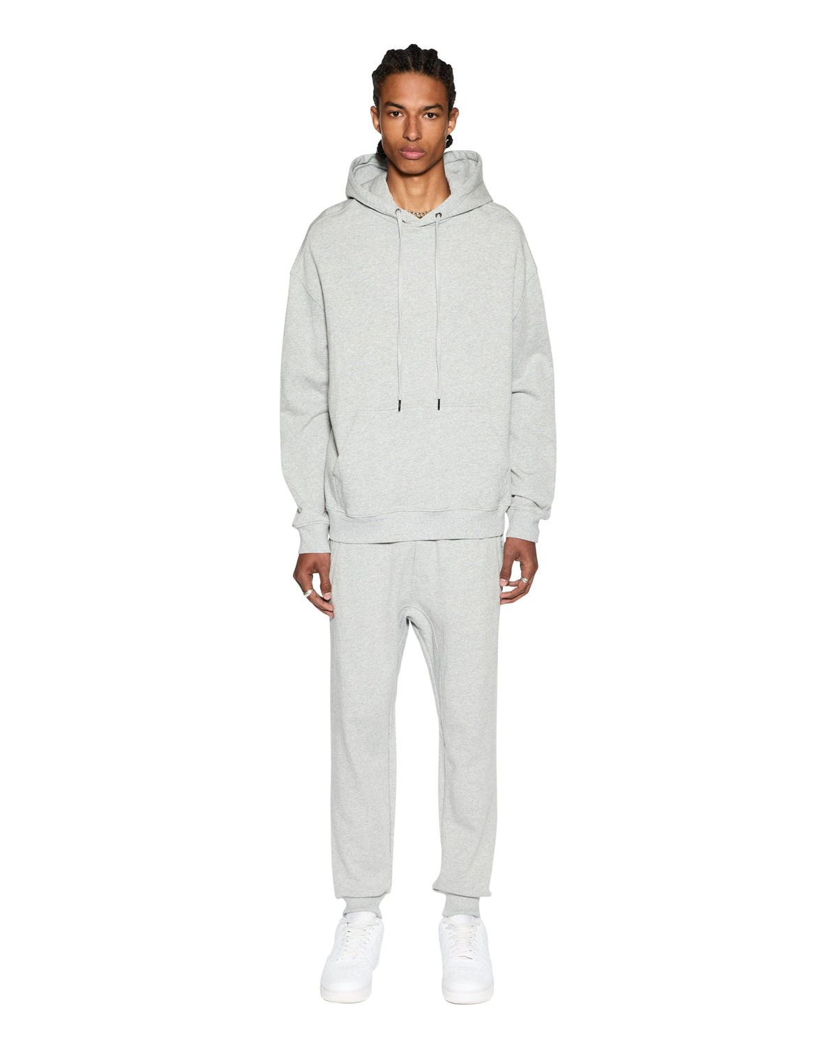 MENS 4 X 4 BIGGIE HOODIE GREY MARLE FLEECE
