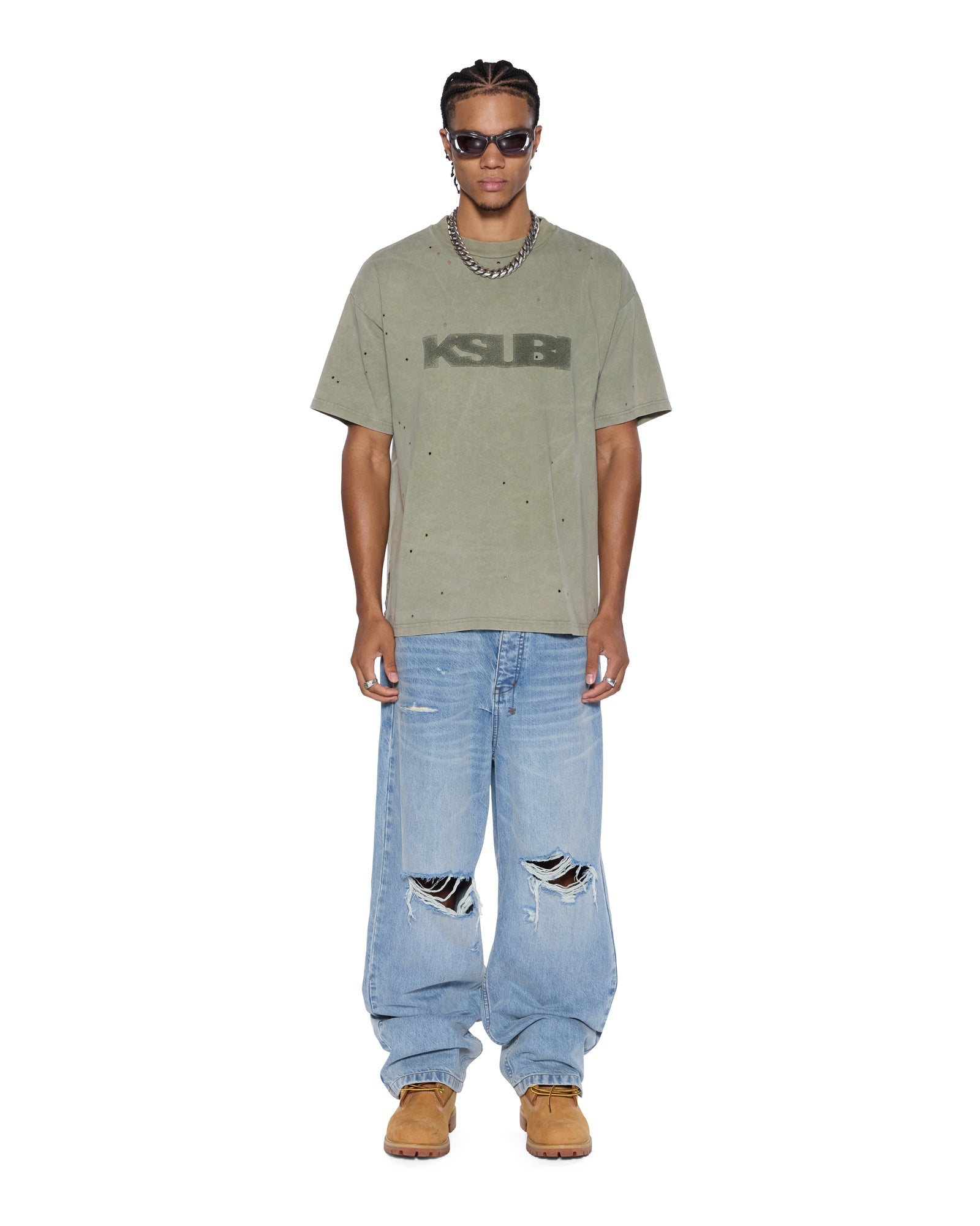 MENS MAXX STRIKER TRASHED BAGGY DENIM JEANS