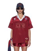 Womens Ldn Boyfriend Ss Jersey Garnet Relaxed Fashion Tops - Burgundy