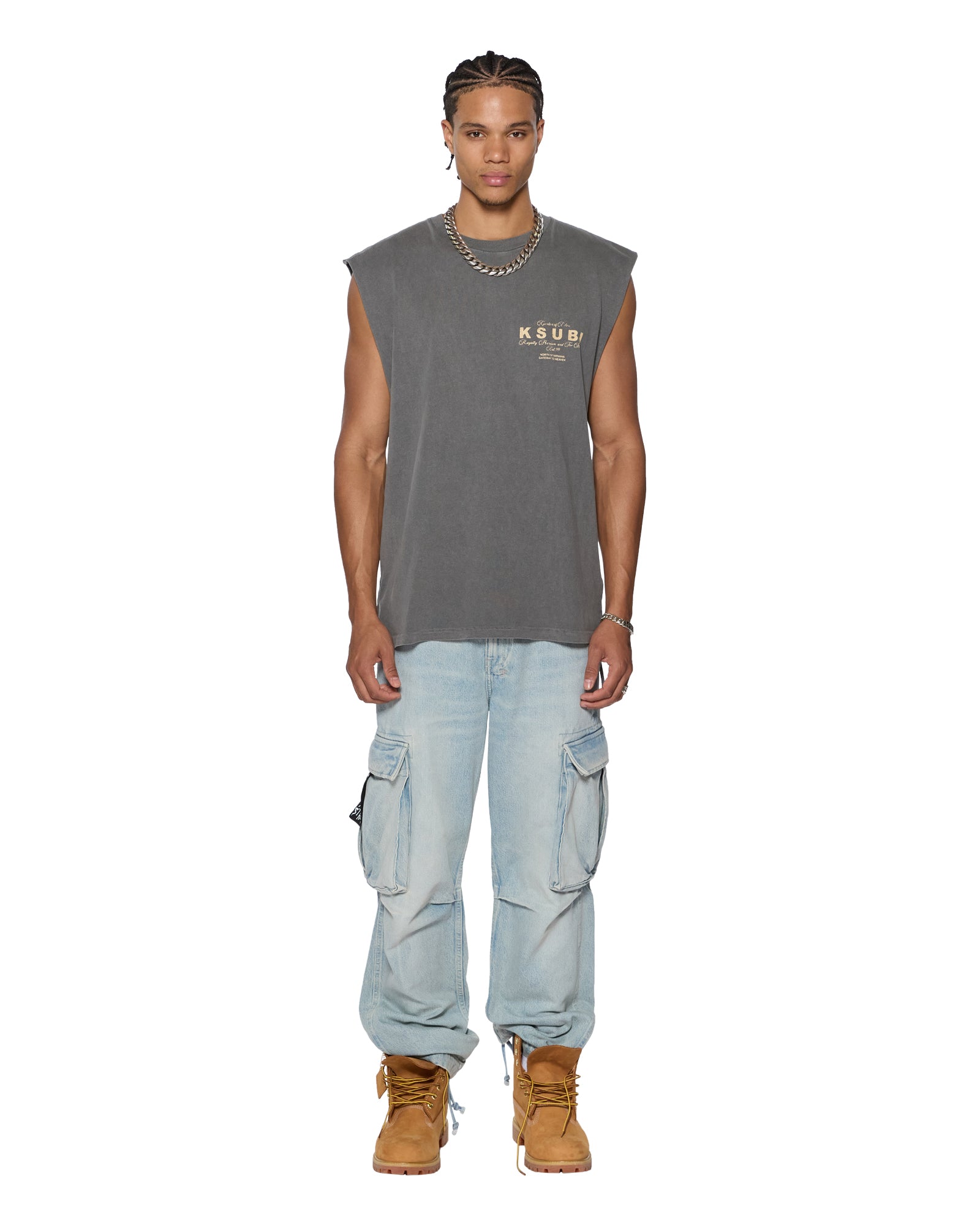LOCK CUT OFF TEE CHARCOAL