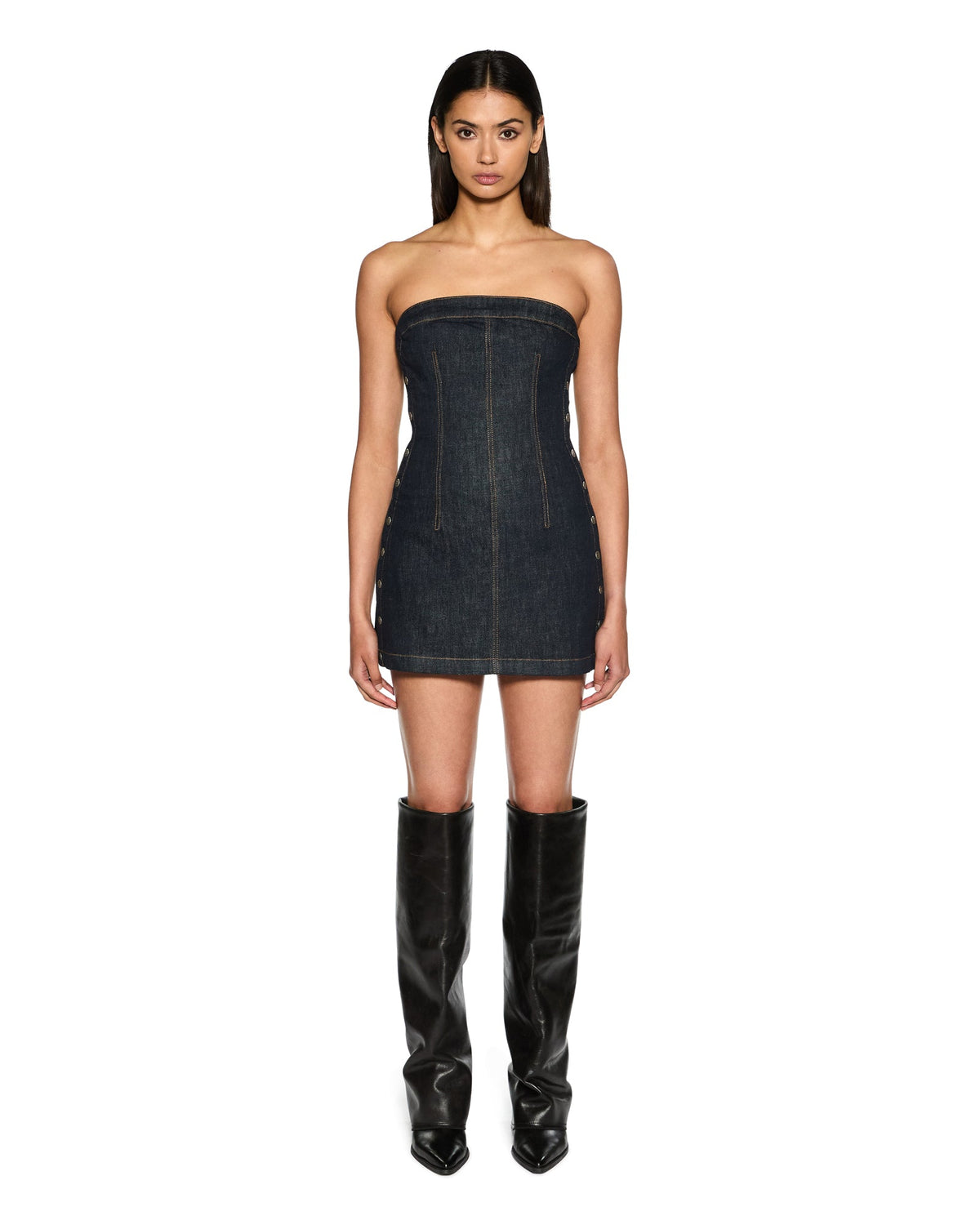 Womens Hotline Dress Original Snaps Fitted Dresses - Denim