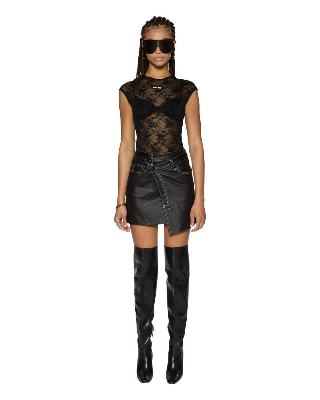 Womens Rap Skirt Slicker A Line Skirts - Black