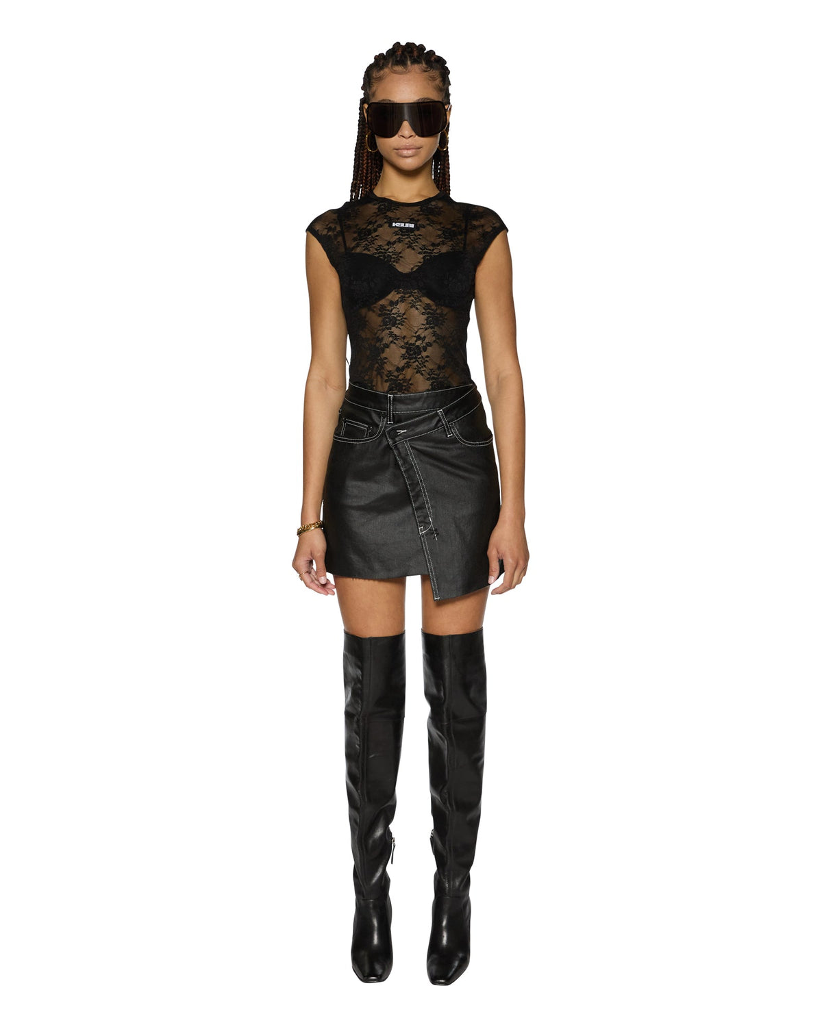 Womens Rap Skirt Slicker A Line Skirts - Black