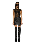 Womens Rap Skirt Slicker A Line Skirts - Black