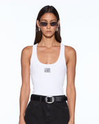 WOMENS STACKED ORIGIN TANK WHITE FASHION TOPS