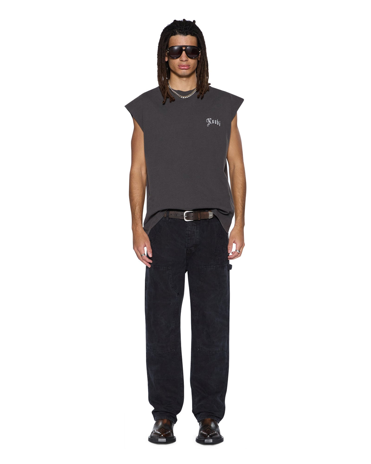 MENS TRUCKSTOP EKCESS CUTOFF FADED BLACK TEES