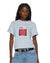 WOMENS  ART TRIP SHRUNKEN CUT OUT TEE ICE MIST SLIM FLEECE
