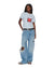 WOMENS  ART TRIP SHRUNKEN CUT OUT TEE ICE MIST SLIM FLEECE