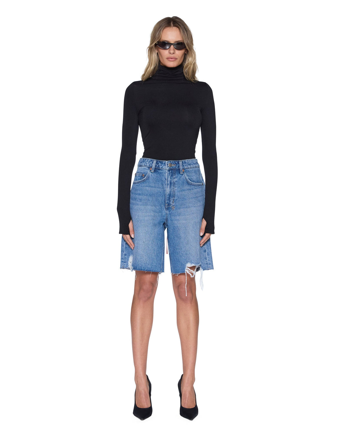 Womens Charmer Ls Top Pop Black Fitted Fashion Tops - Black