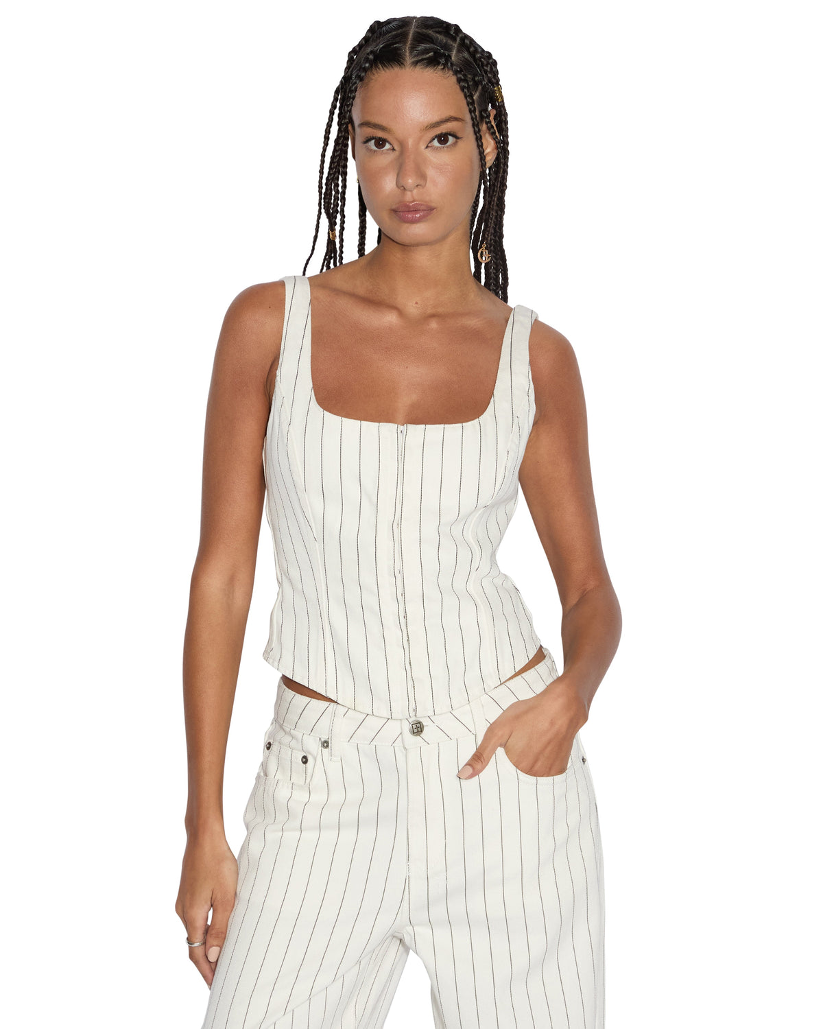 Womens Gigi Bustier Prophetik Fitted Fashion Tops - White