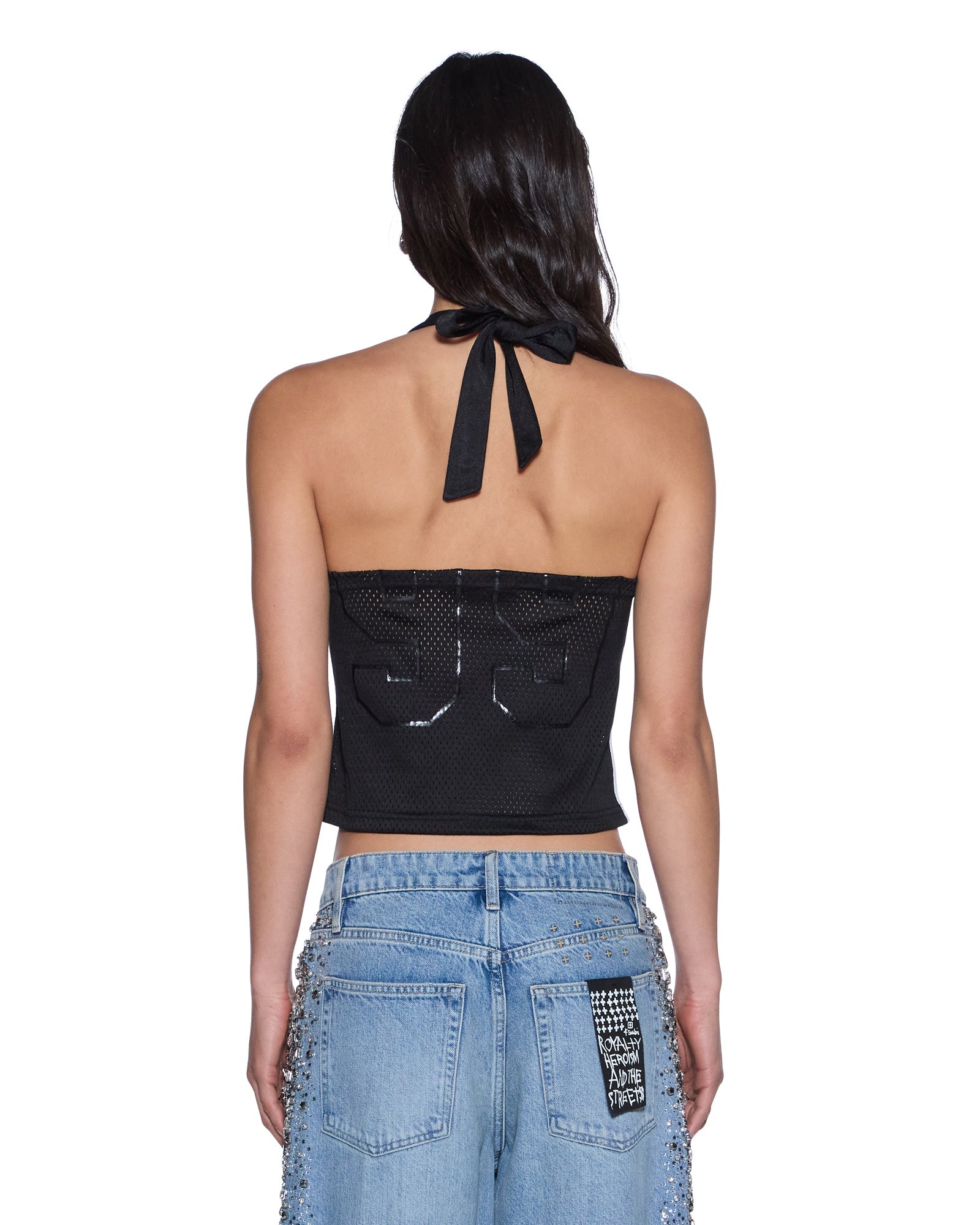 WOMENS  PLAYOFF HALTER JERSEY BLACK SLIM FASHION TOPS