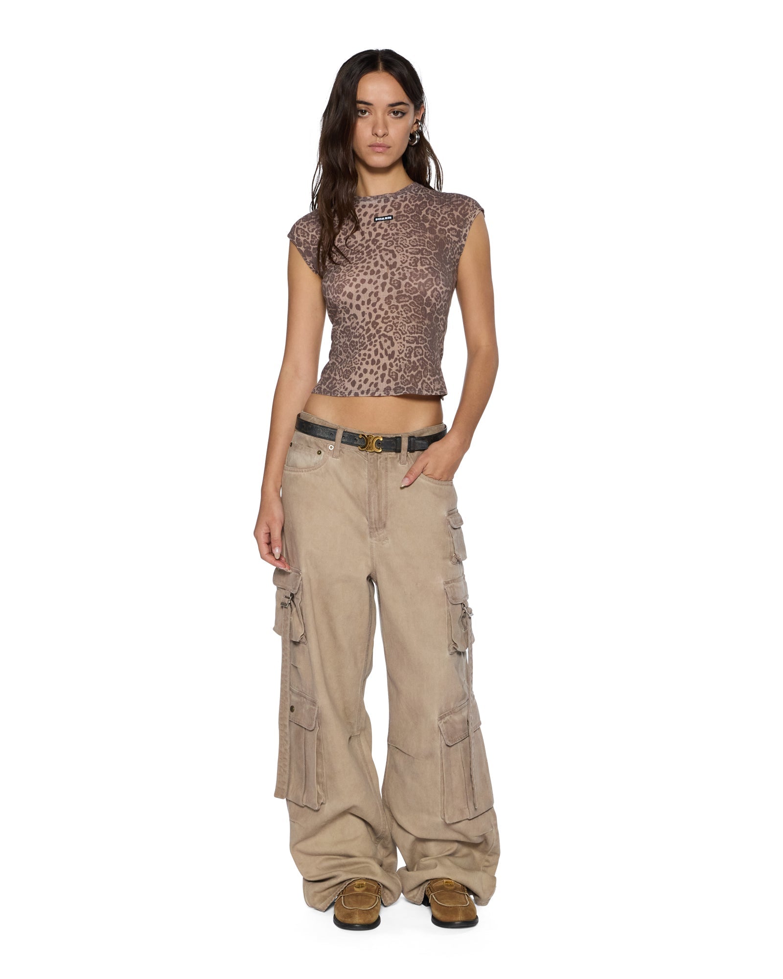 WOMENS  STAPLE SS TEE LEOPARD FITTED TEES