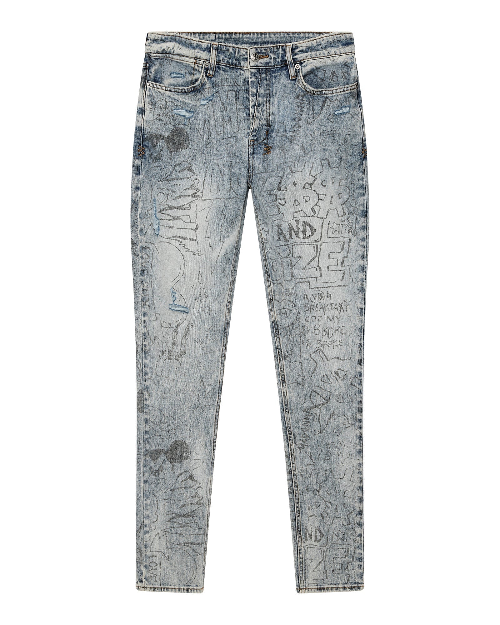 MENS  VAN WINKLE BUNKER BLUE NOIZE SKINNY DENIM JEANS