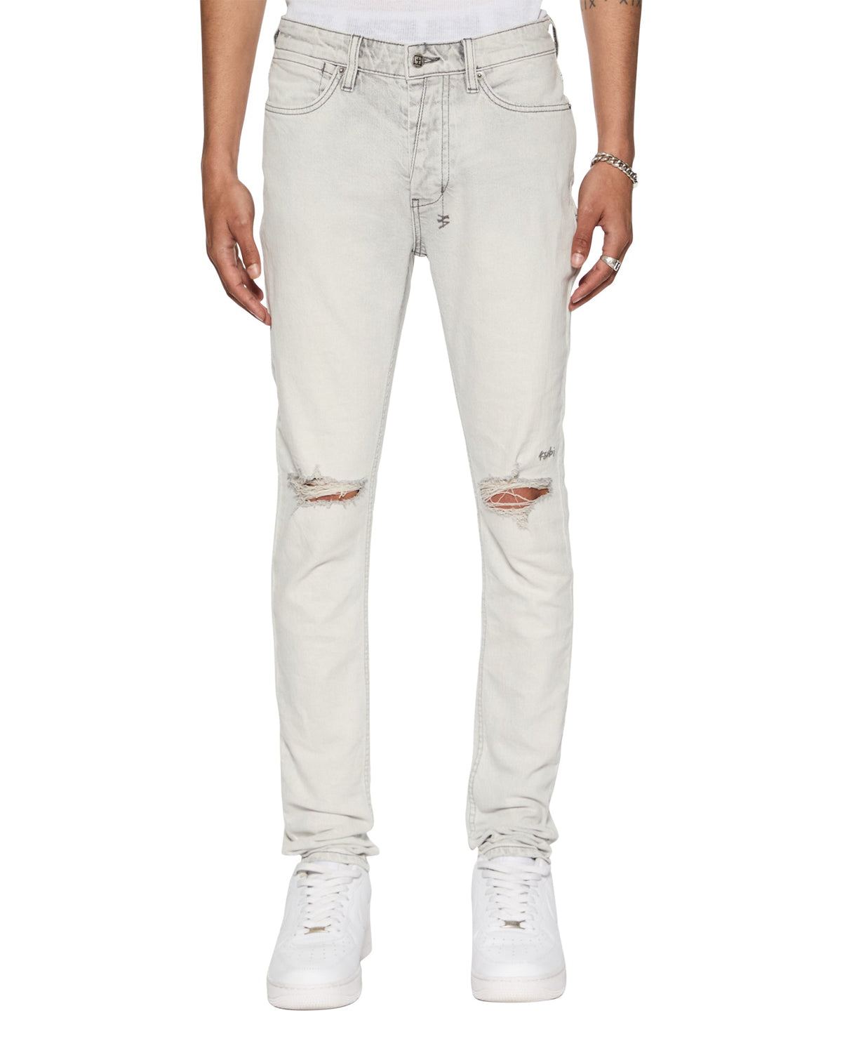 Mens Van Winkle White Snow Skinny Denim Jeans - White