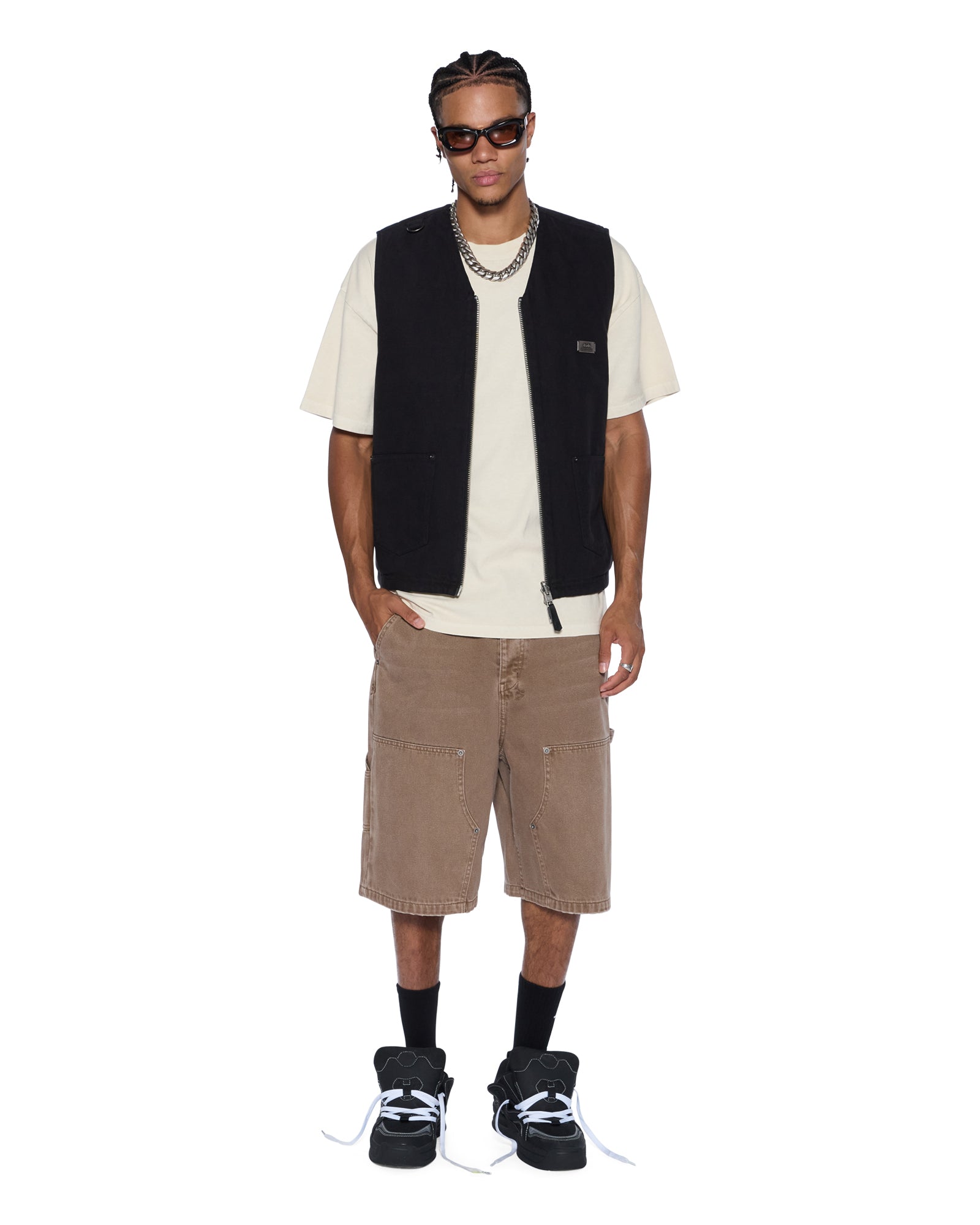MENS  BATTLER VEST BLACK RELAXED FASHION TOPS