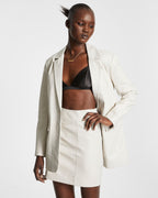 Womens Vivian Leather Blazer Off White Relaxed Jackets - White