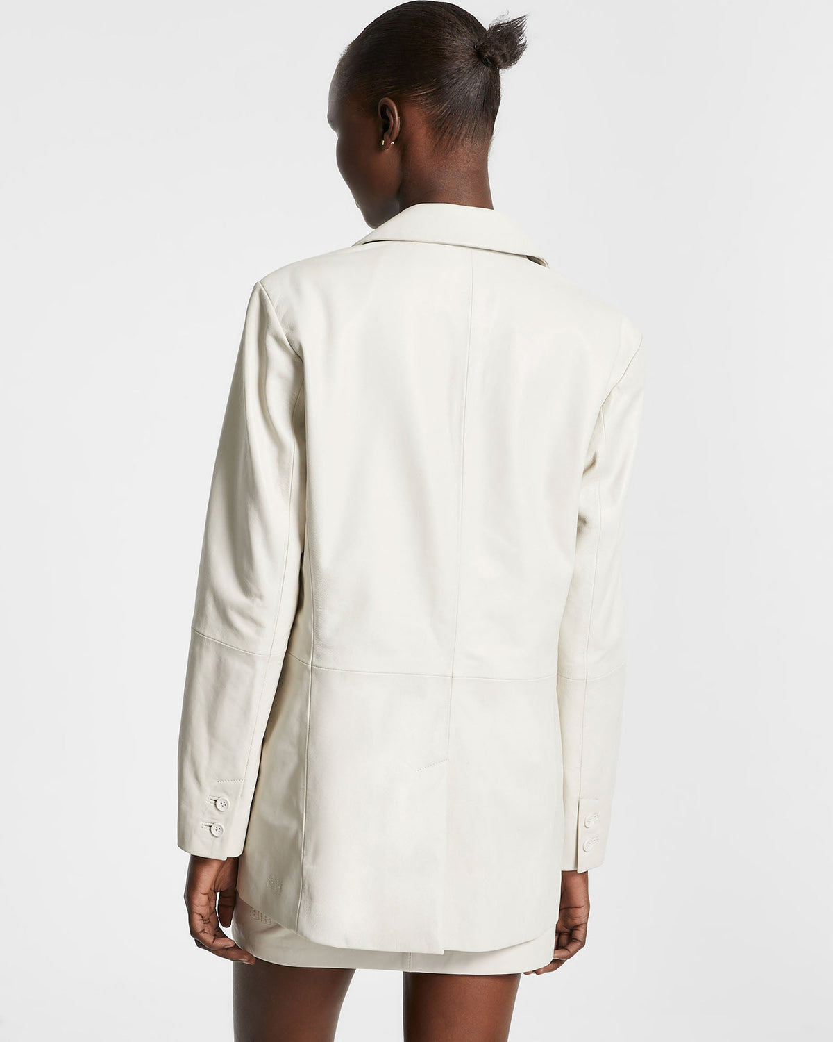 Womens Vivian Leather Blazer Off White Relaxed Jackets - White