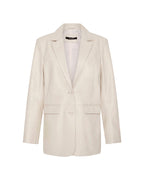 Womens Vivian Leather Blazer Off White Relaxed Jackets - White