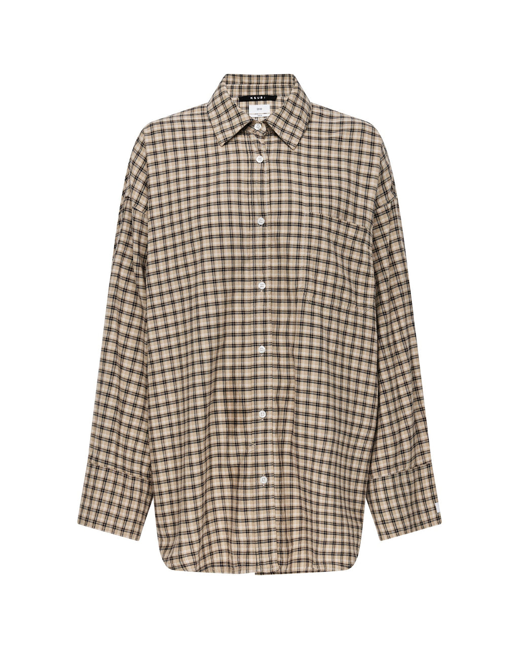 Womens Astra Ls Shirt Tan Plaid Oversized Shirts - Multi Colour
