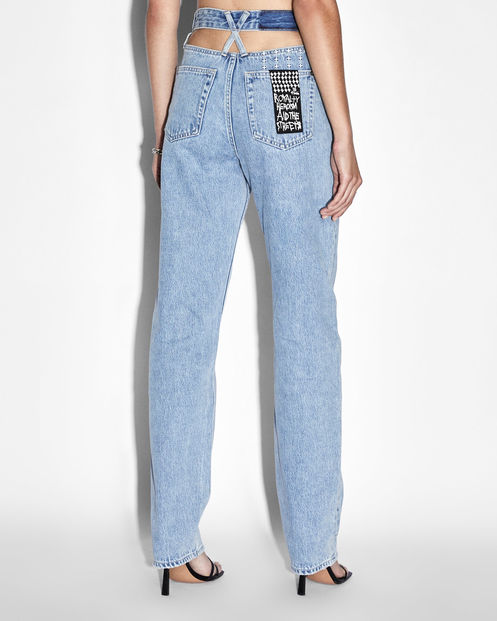 WOMENS PLAYBACK AUTHENTIK KUT OUT STRAIGHT DENIM JEANS