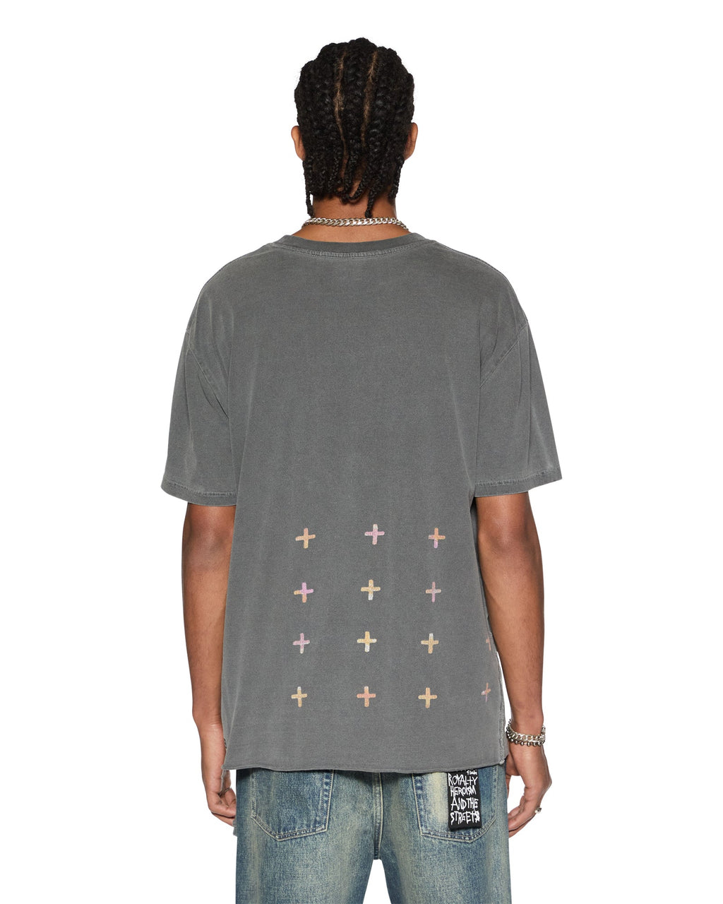 Mens World Order Biggie Ss Tee Charcoal Oversized Tees - Grey
