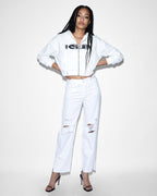 Womens Brooklyn Jean Blanc Sliced Straight Denim Jeans - White