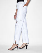 Womens Brooklyn Jean Blanc Sliced Straight Denim Jeans - White