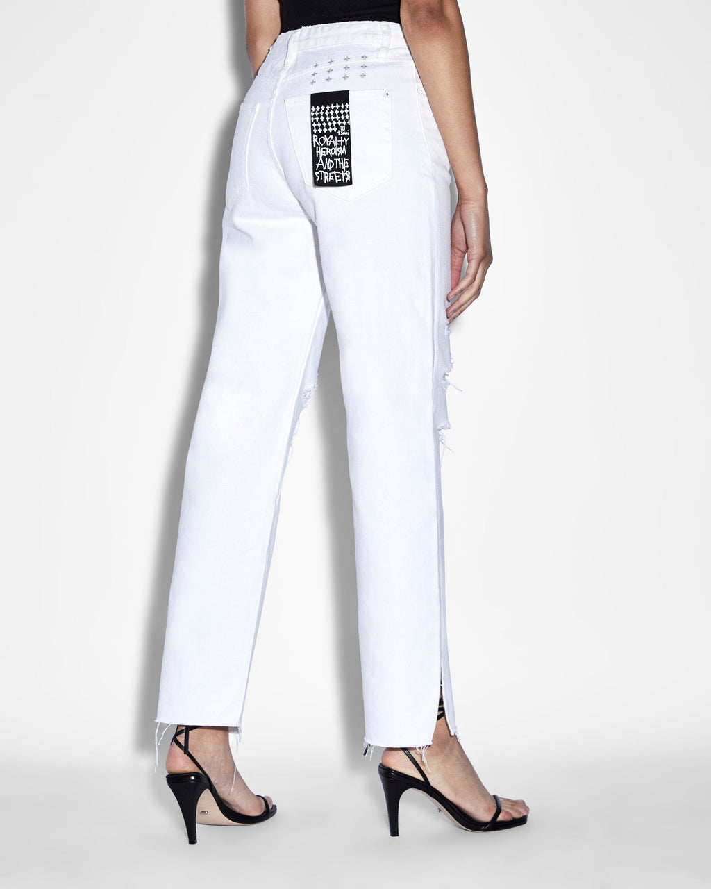 Womens Brooklyn Jean Blanc Sliced Straight Denim Jeans - White
