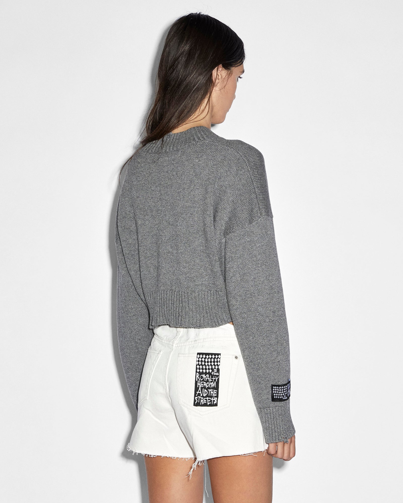 WOMENS SKIPPER KNIT GREY MARLE BOXY KNITWEAR