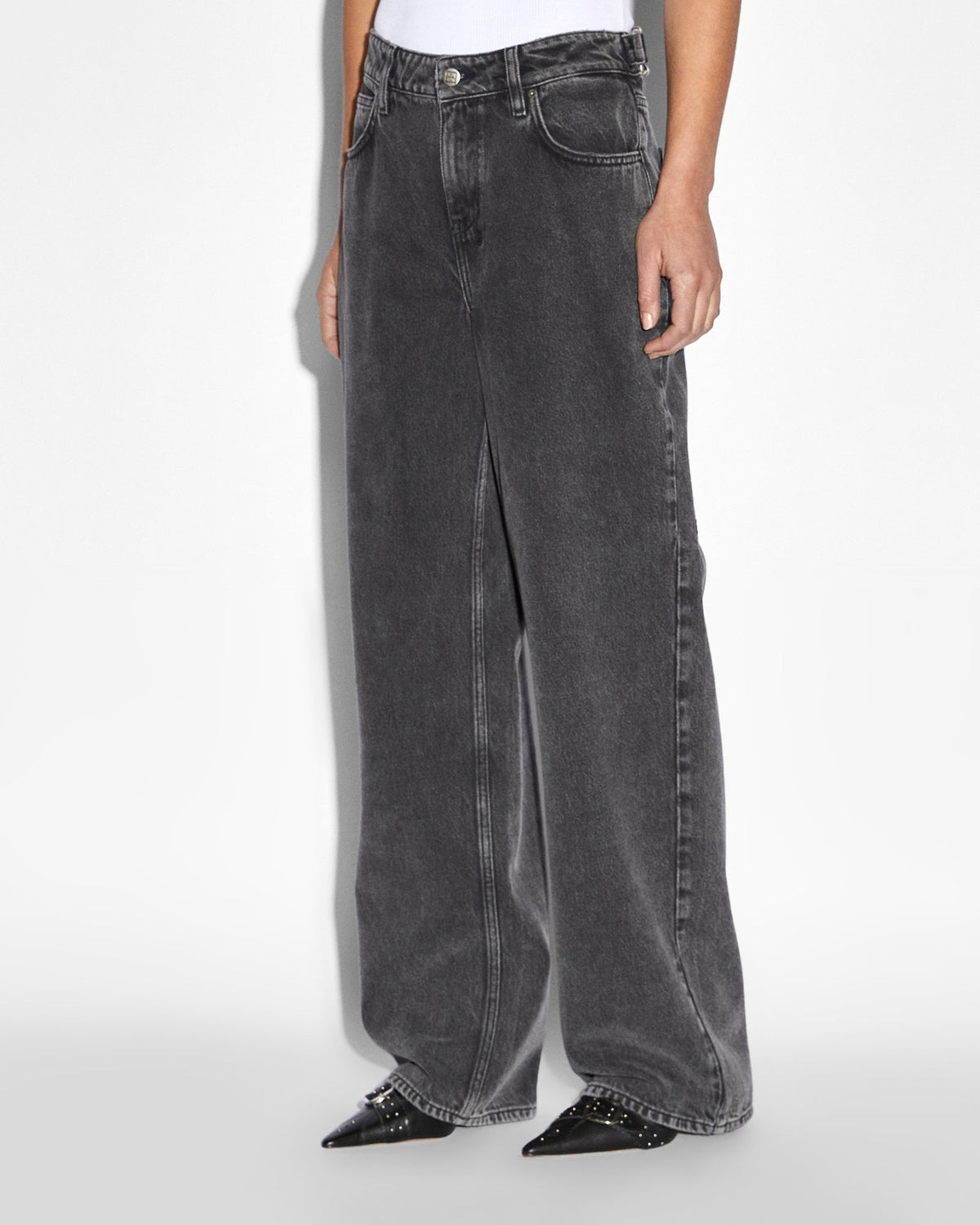 Womens Low Rider Daze Trip Baggy Denim Jeans - Black