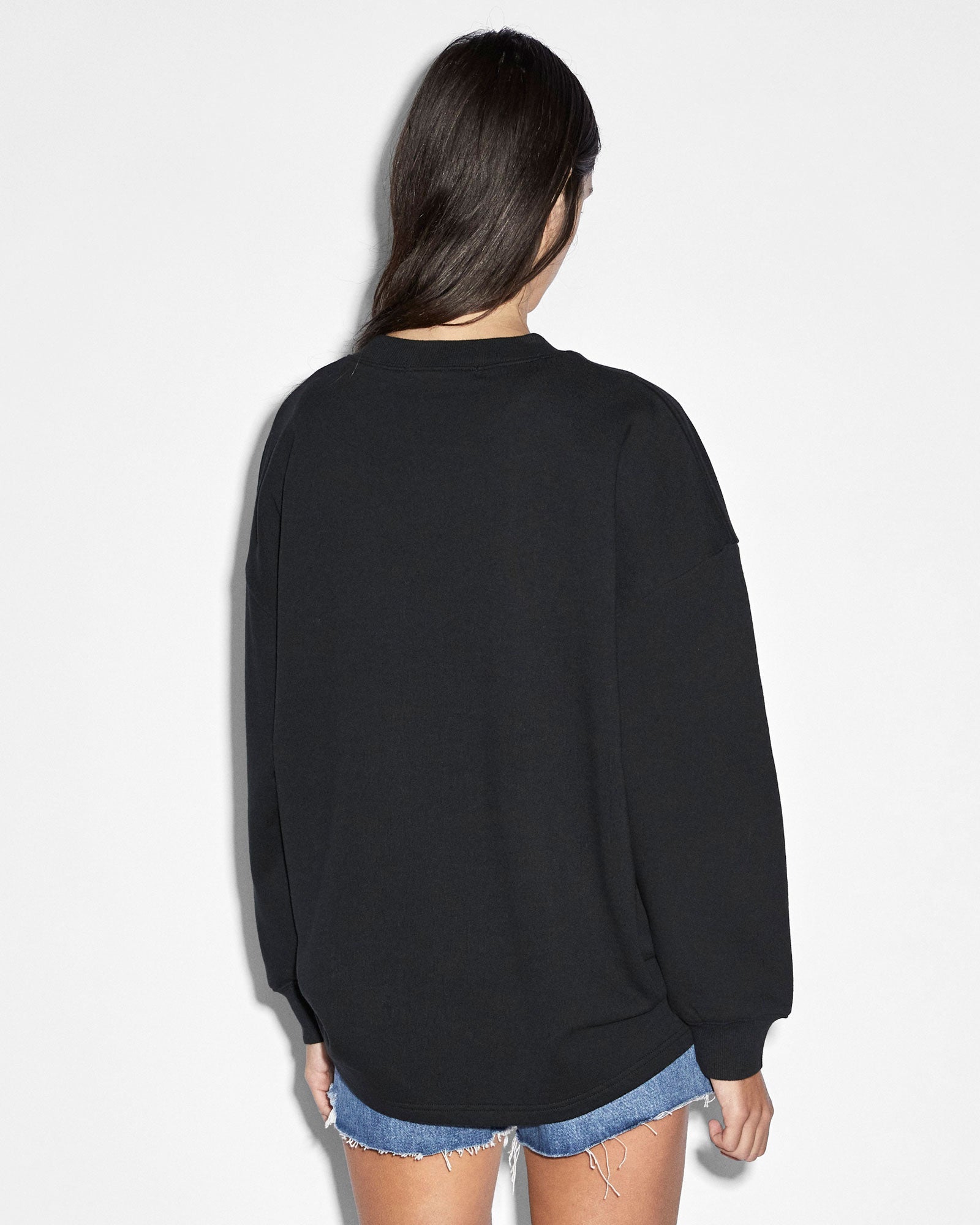 WOMENS  SOTT BURST BOXY CREW JET BLACK BOXY FLEECE