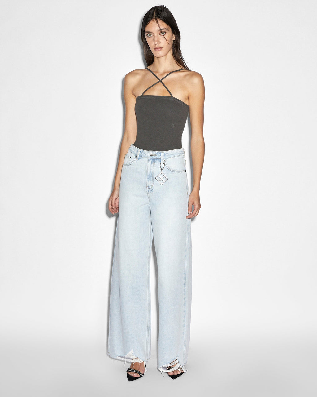 WOMENS ARISE TUBE BODYSUIT CHARCOAL FASHION TOPS