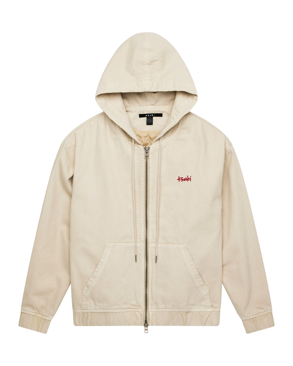 ZIPPED DENIM HOODIE ECRU