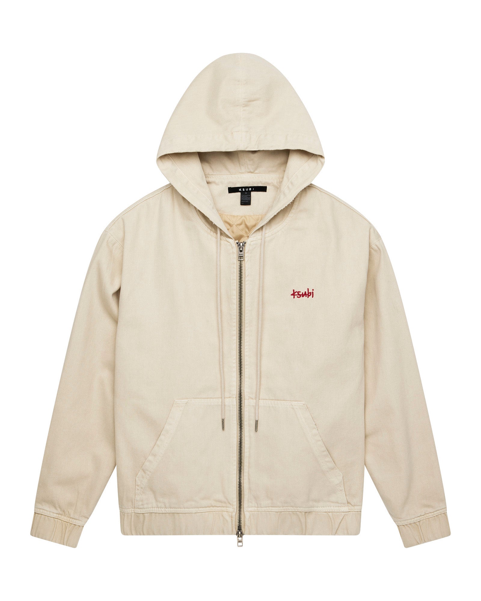 ZIPPED DENIM HOODIE ECRU