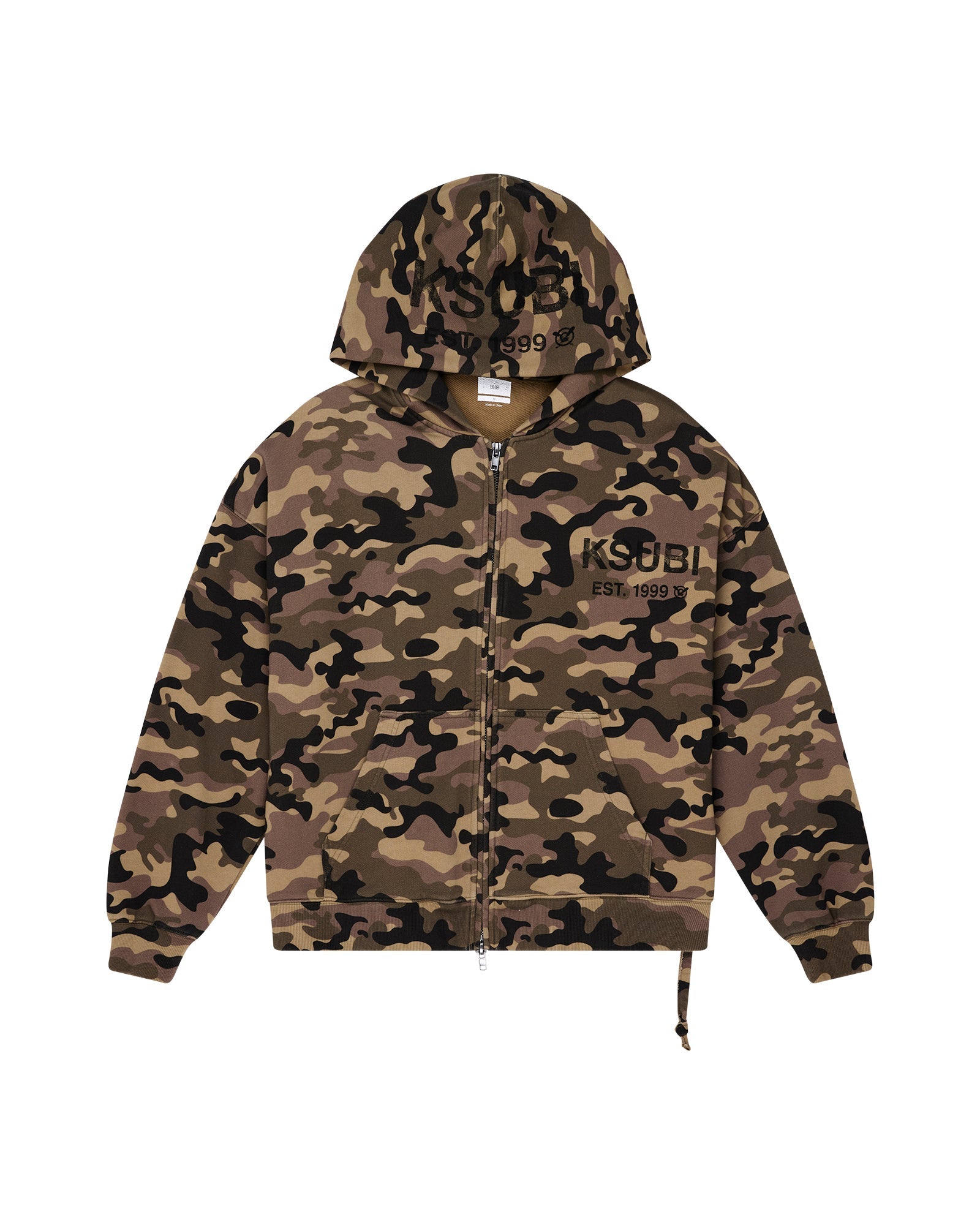 MENS  ZIP THRU HALEN HOODIE CAMO BAGGY FLEECE