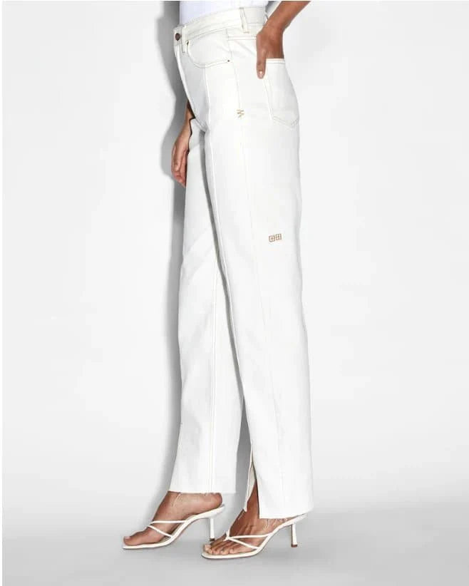 Womens Playback Sugar Rush Panel Straight Denim Jeans - White