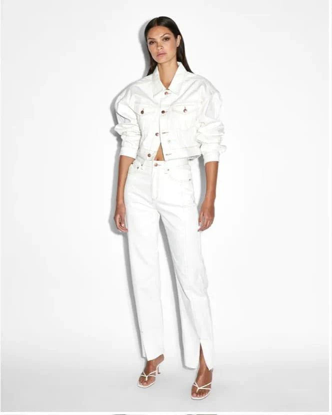 Womens Playback Sugar Rush Panel Straight Denim Jeans - White