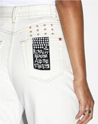Womens Playback Sugar Rush Panel Straight Denim Jeans - White