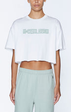 Womens Unchained Oh G Crop White Oversized Tees - White